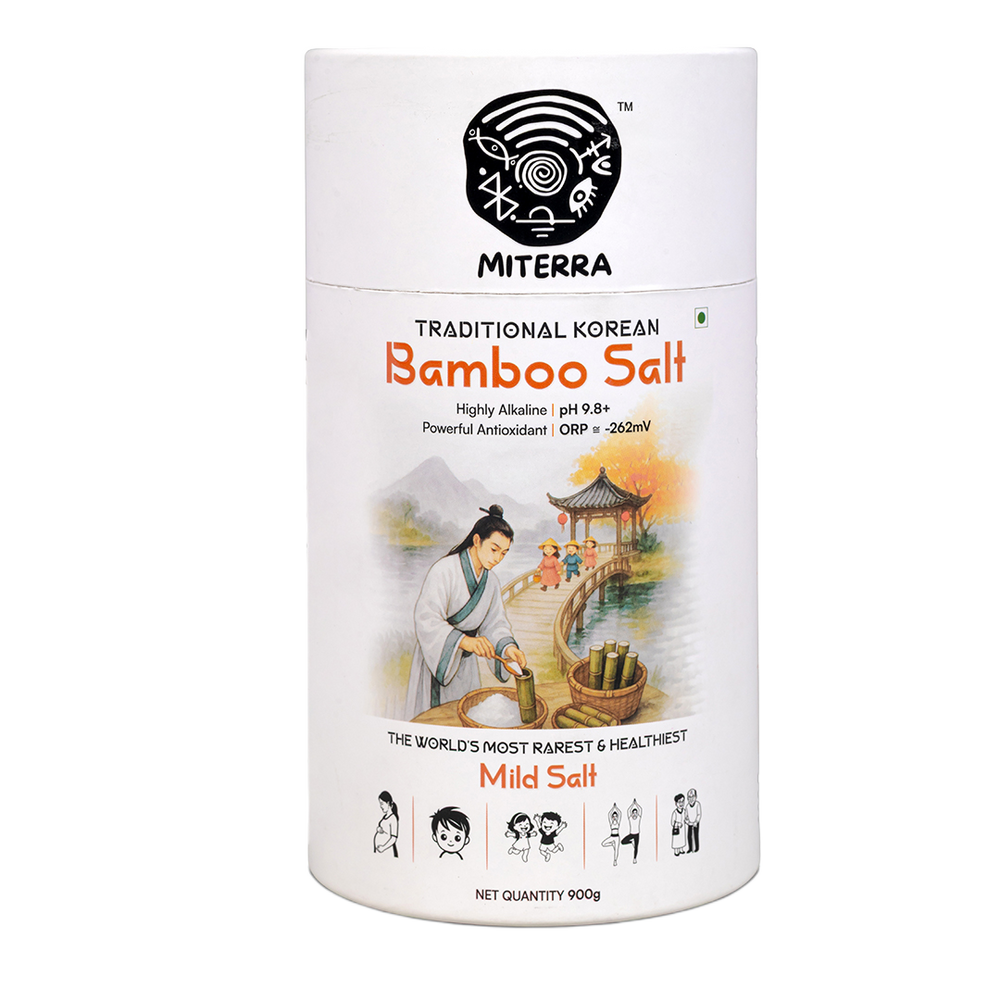 Miterra Bamboo Salt | 900g | Iodised Salt | 2 Times Roasted in bamboo & clay | Mild Salt | Mineral-rich | Alkaline Salt | Antioxidant-rich | Daily Cooking Salt